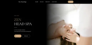 Page d'accueil d'une maquette live pour un site de head spa