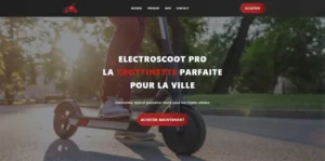 Page d'accueil d'une maquette live pour un site de trottinette electrique